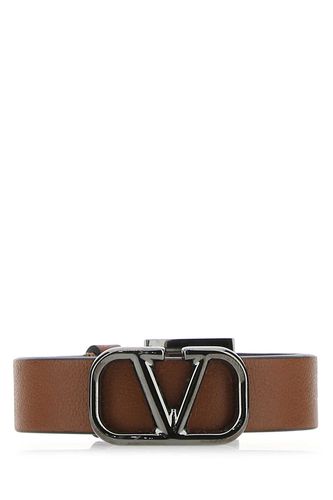 Brown Leather Vlogo Bracelet - Valentino Garavani - Modalova