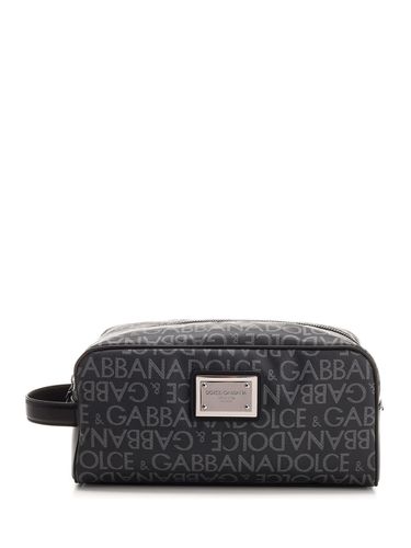 Toiletry Bag With All-over Logo - Dolce & Gabbana - Modalova