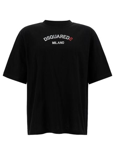 Relaxed T-shirt With Logo Lettering Embroidery - Dsquared2 - Modalova