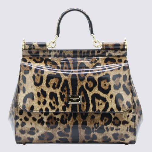 Leopard Leather Small Sicily Handle Bag - Dolce & Gabbana - Modalova