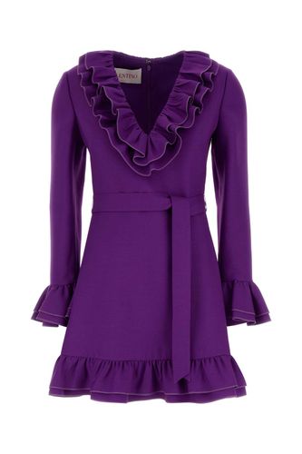 Purple Wool Blend Mini Dress - Valentino Garavani - Modalova