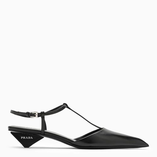 Black Leather Slingback Du00e9colletu00e9 - Prada - Modalova