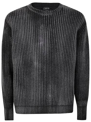 Tonal Effect Ribbed Round Neck Pullover In Cashmere And Wool With Cut Edges - Avant Toi - Modalova