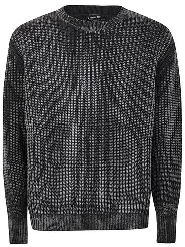 Tonal Effect Ribbed Round Neck Pullover In Cashmere And Wool With Cut Edges - Avant Toi - Modalova