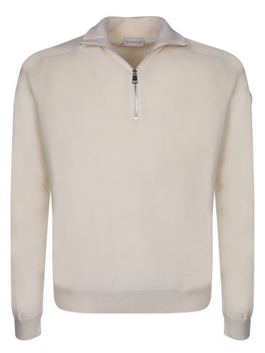 Moncler Mid-zip White Pullover - Moncler - Modalova