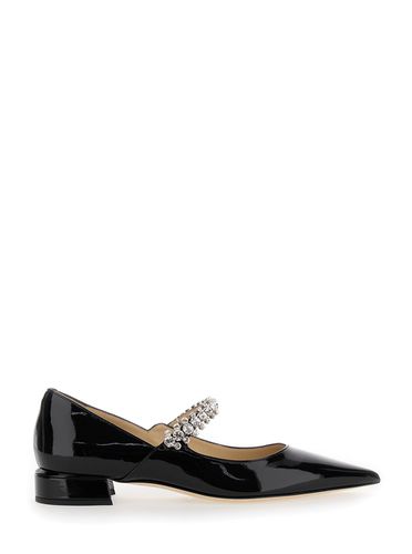 Black Ballet Flats With Crystals On Strap In Patent Leather Woman - Jimmy Choo - Modalova