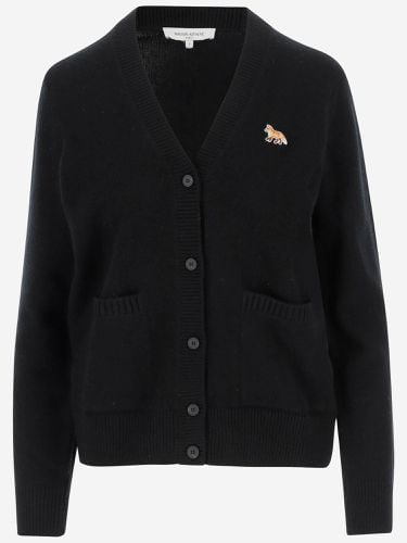 Wool Cardigan With Fox Patch - Maison Kitsuné - Modalova