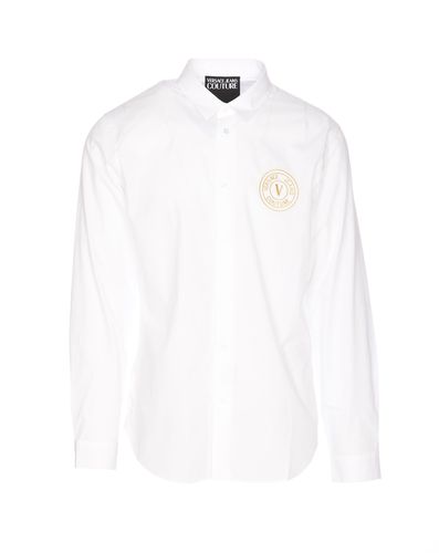 Logo-embroidered Button-up Shirt - Versace Jeans Couture - Modalova