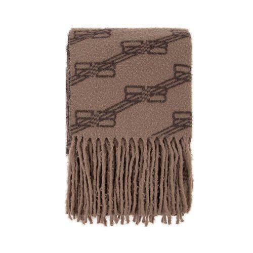 Allover Logo Printed Fringed Scarf - Balenciaga - Modalova