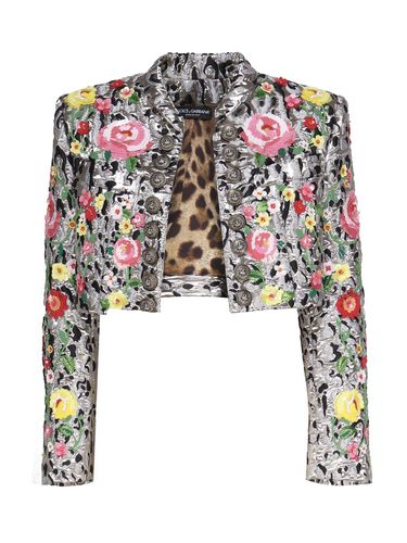 Jacket With Animal Print And Flowers - Dolce & Gabbana - Modalova