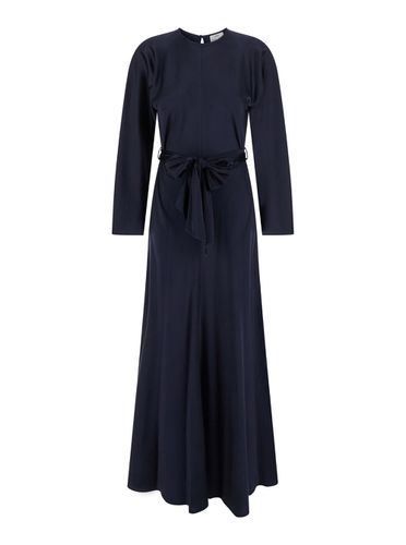 Forte_Forte Long Dress With Long Sleeves And Bow In Stretch Silk Woman - Forte Forte - Modalova