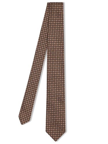 Zegna 8cm Brown Silk Tie - Zegna - Modalova