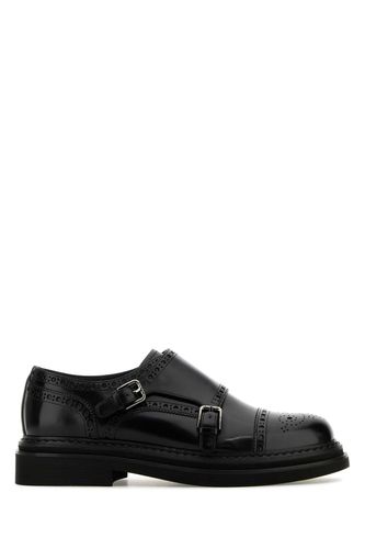 Black Leather Monk Strap Shoes - Dolce & Gabbana - Modalova