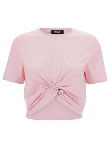 Light T-shirt With Medusa Pin Detail In Cotton Woman - Versace - Modalova