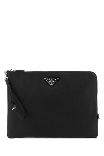 Prada Black Leather Clutch - Prada - Modalova