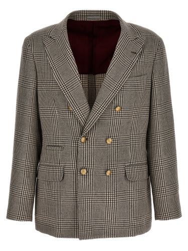 Check Double-breasted Blazer - Brunello Cucinelli - Modalova