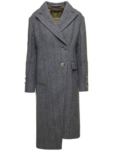 Enya Asymmetric Double-breasted Coat With Herringbone Pattern In Wool Woman - Andersson Bell - Modalova