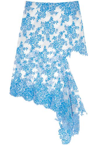 Asymmetrical Blue Floral Cotton Lace Skirt - Christopher Esber - Modalova