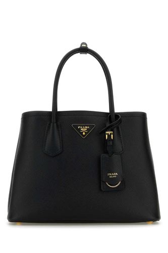 Black Leather Small Double Handbag - Prada - Modalova