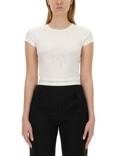 Rhinestone Logo T-shirt - Alexander Wang - Modalova