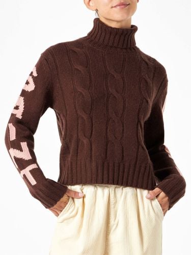 Woman Brown Turtleneck Braided Sweater - MC2 Saint Barth - Modalova