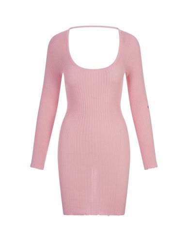 Short Ribbed Knitted Dress With Distressed Effect - A Paper Kid - Modalova