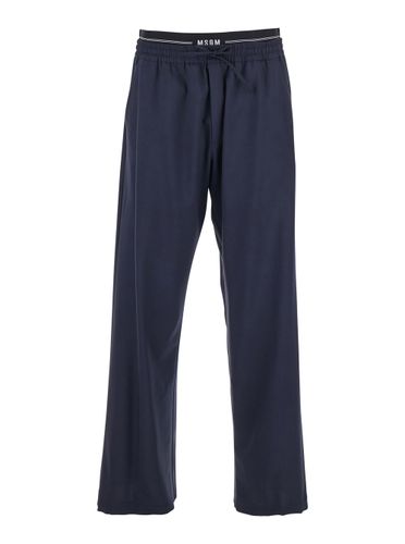 Pants With Logo Band And Drawstring Waist In Cotton Man - MSGM - Modalova