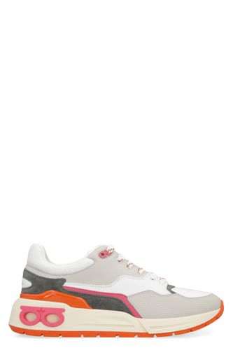 Leather And Fabric Low-top Sneakers - Ferragamo - Modalova