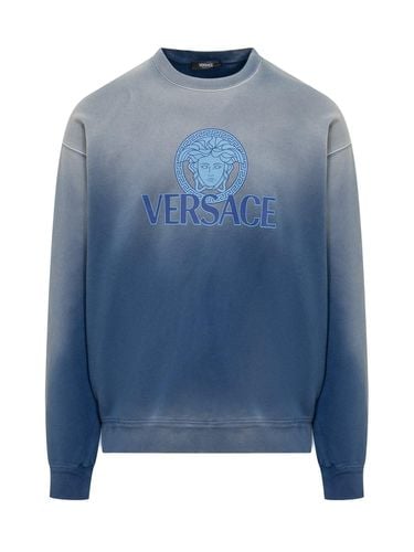 Logo-printed Gradient Crewneck Sweatshirt - Versace - Modalova
