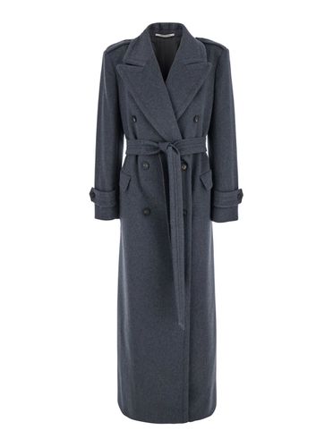 Jody Double-breasted Coat With Waist Belt In Virgin Wool Woman - Tagliatore - Modalova