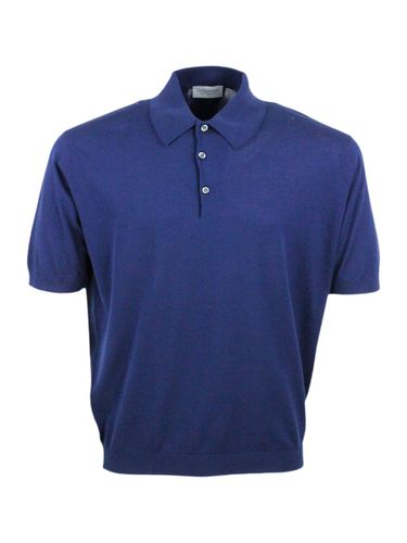 Short-sleeved Polo Shirt In Extra-fine Cotton Thread With Three Buttons - John Smedley - Modalova