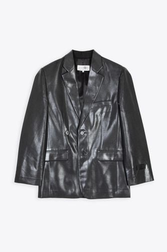 Giacca Black Wool Tailored Blazer With Waxed Front - MM6 Maison Margiela - Modalova