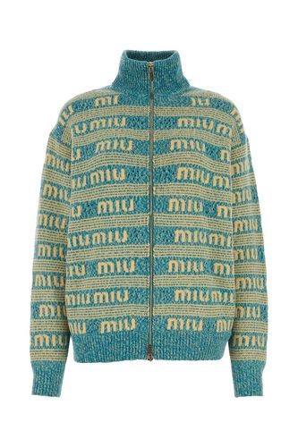 Embroidered Wool Blend Oversize Cardigan - Miu Miu - Modalova