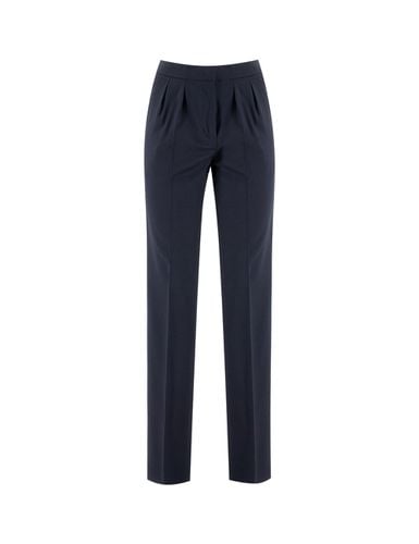 Navy Blue Trousers In Fresh Wool - Fabiana Filippi - Modalova