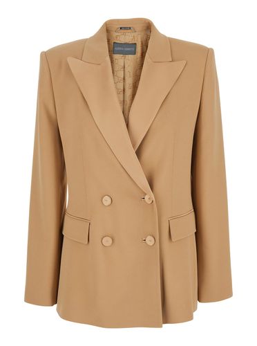 Enver Beige Double-breasted Jacket With Pointed Lapels In Tech Fabric Blend Woman - Alberta Ferretti - Modalova