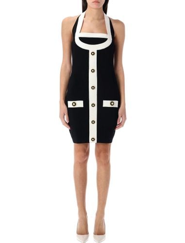 Two-tone Halterneck Knit Mini Dress - Balmain - Modalova