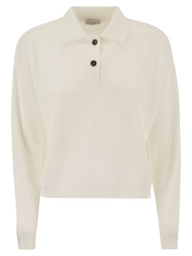 English Rib Cotton Polo-style Jersey With Jewellery - Brunello Cucinelli - Modalova