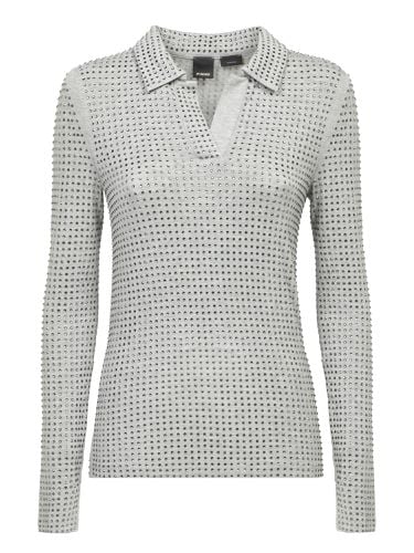 Full Strass Jersey Polo Shirt - Pinko - Modalova