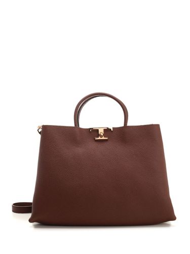 Tod's Mahogany Leather Shopping Bag - Tod's - Modalova