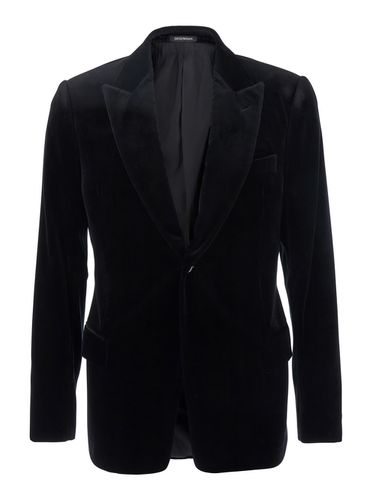 Single Breasted Jacket With Shawl Lapel In Velvet Man - Emporio Armani - Modalova