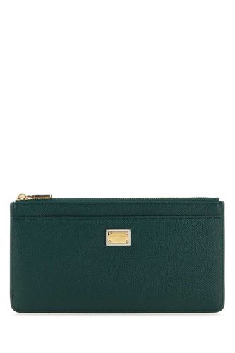 Bottle Green Leather Dauphine Card Holder - Dolce & Gabbana - Modalova