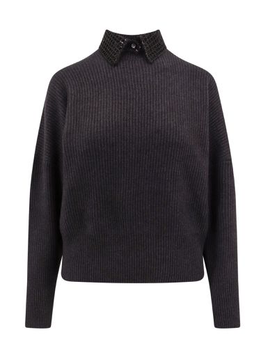 Cashmere Sweater With Removable Sequined Collar - Brunello Cucinelli - Modalova