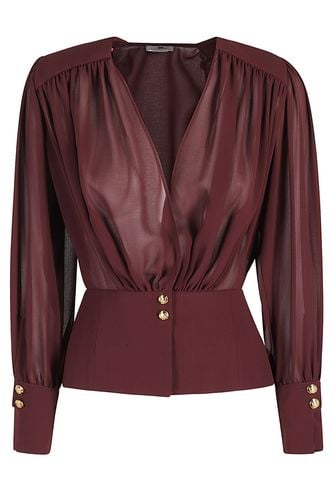 Long-sleeve V-neck Top - Elisabetta Franchi - Modalova