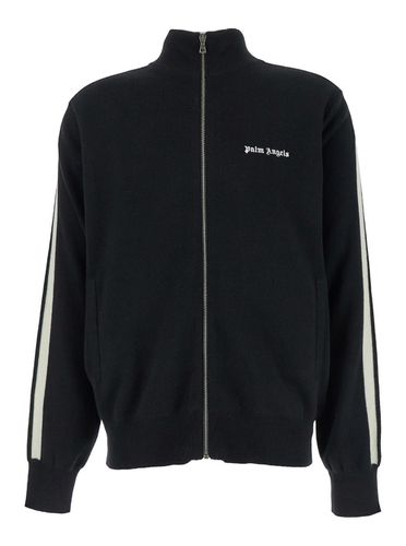 Black High Neck Sweatshirt With Logo Lettering On The Front In Wool Blend Man - Palm Angels - Modalova