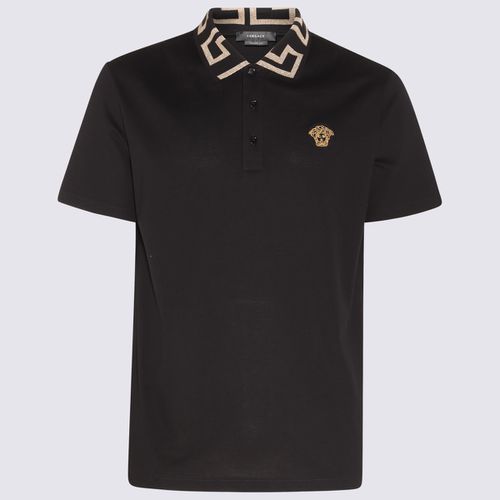 Versace Black Cotton Polo Shirt - Versace - Modalova