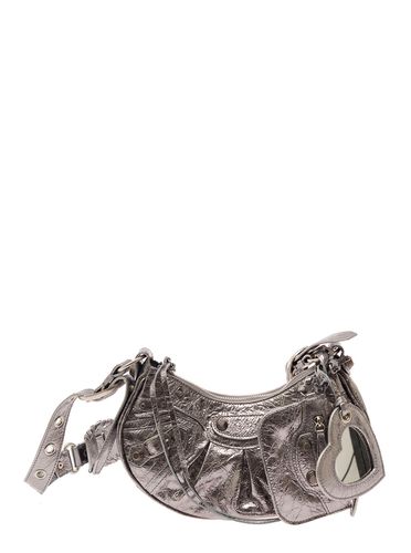 Cagole Chain Bag In Silver Metalized Leather With Aged Silver Hardware Woman - Balenciaga - Modalova