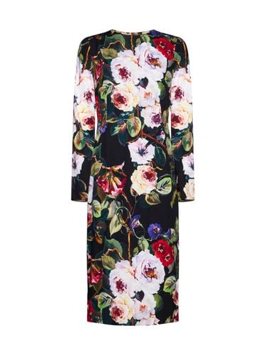 Printed Silk Midi Dress - Dolce & Gabbana - Modalova