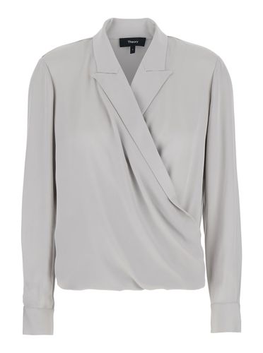 Blouse With Peak Revers And Crossover Neck In Silk Woman - Theory - Modalova