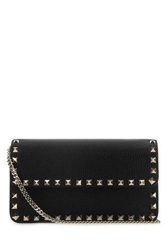 Black Leather Rockstud Clutch - Valentino Garavani - Modalova