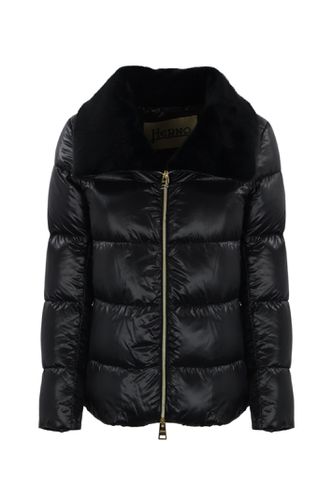 Quilted Down Jacket With Faux Fur - Herno - Modalova